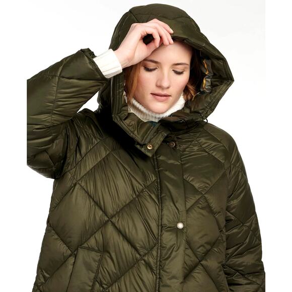 Barbour Sandyford Quilted Longline Coat  Warm Sage Green NWT Size 6 - Picture 7 of 9